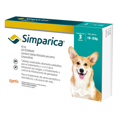 Antipulgas Para Perros Simparica de 10-20 Kg